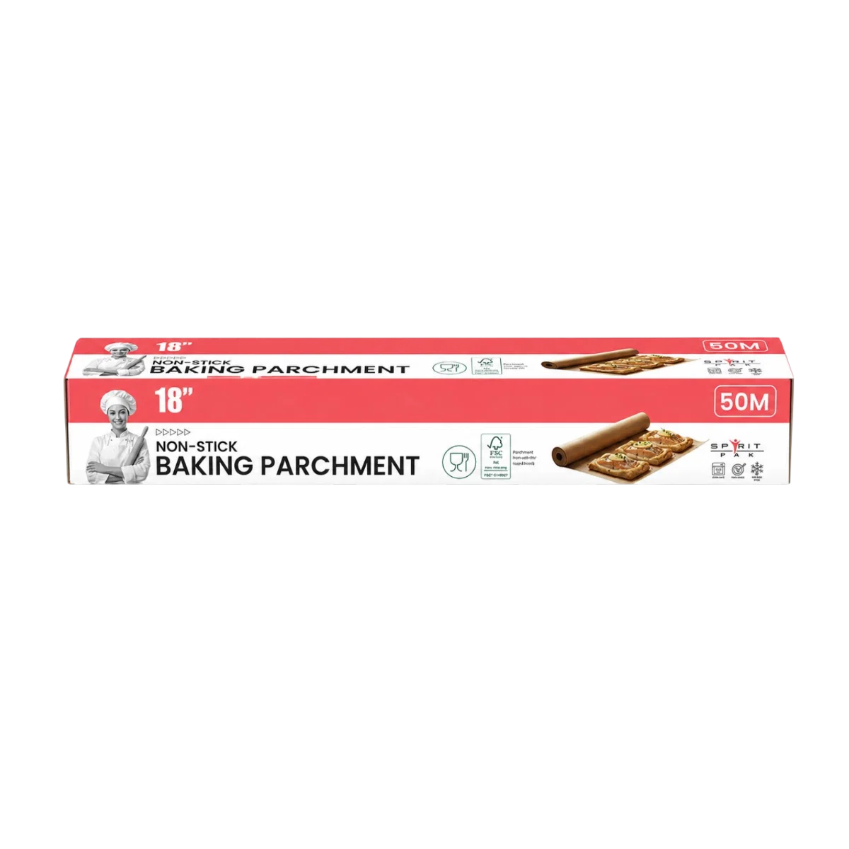 18" Spiritpak Baking Parchment Rolls 50m (6)
