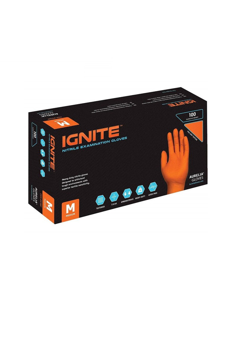 Ignite -Heavy-Duty Orange Nitrile Gloves – Diamond Grip Industrial Gloves