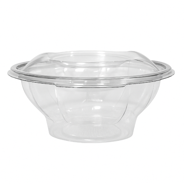 Round hinged PET salad container