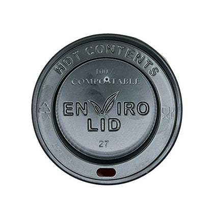 80mm Black Compostable Hot Cup Lids (8oz) (10x100)