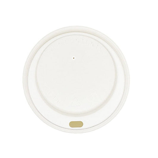 80mm White Hot Cup Lids - Huh - (8oz) (10x100)