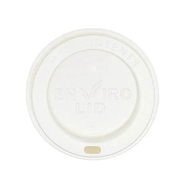 90mm White Compostable Hot Cup Lids (12/16oz) (10x100)