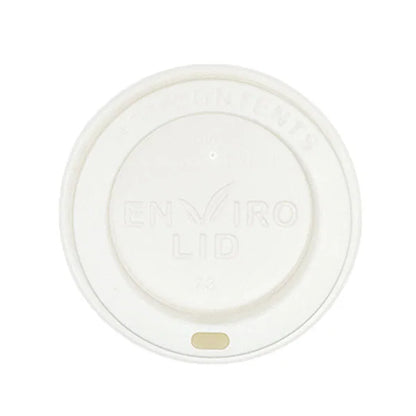 90mm White Compostable Hot Cup Lids (12/16oz) (10x100)