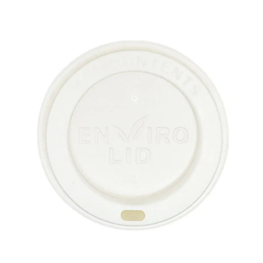 80mm White Compostable Hot Cup Lids (8oz) (10x100)