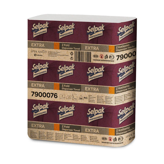 2ply Selpak Zfold White Hand Towels - 21.5x24cm (SP1) (12x200`s)