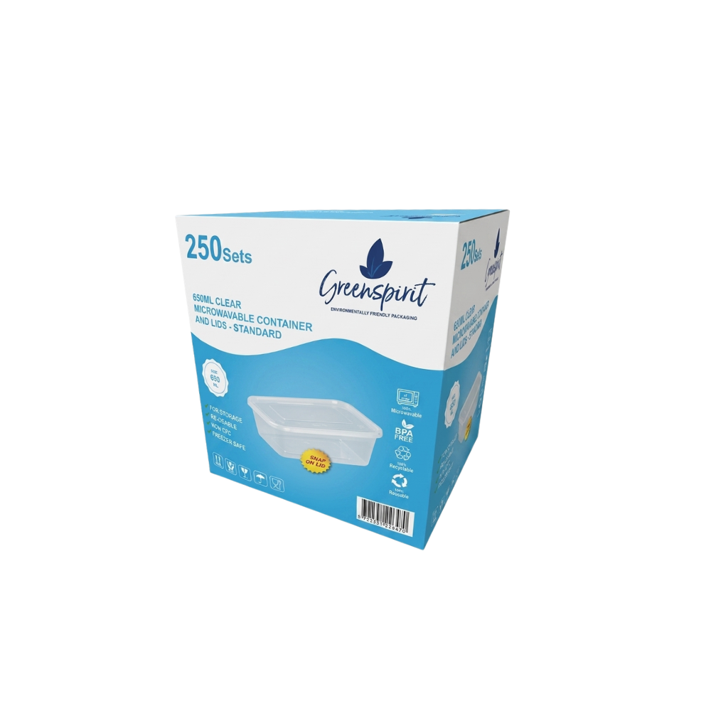 Clear microwavable container and lids-Standard