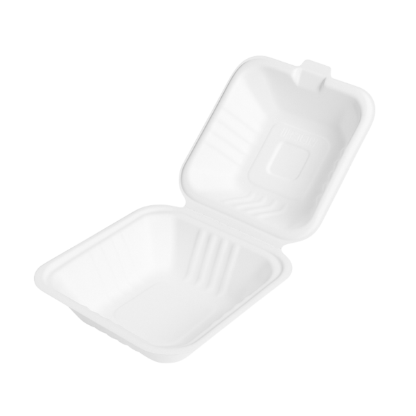 6"x6" Bagasse Burger Box (4x50) - PFAS FREE