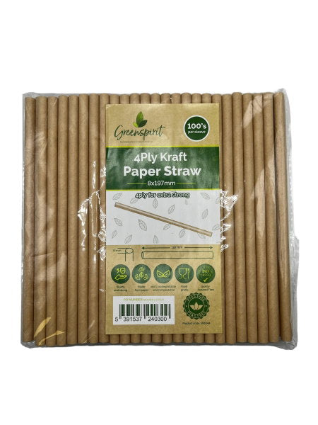 8x197mm, 4ply, Greenspirit Paper Straws Kraft (48x100)