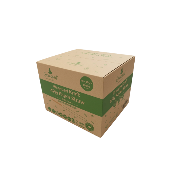 8x197mm, 4ply, Wrapped GS Paper Straws Kraft (48x100)