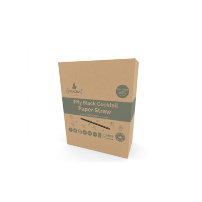 5x140mm 3ply Greenspirit Paper Cocktail Straws Black(20x250)