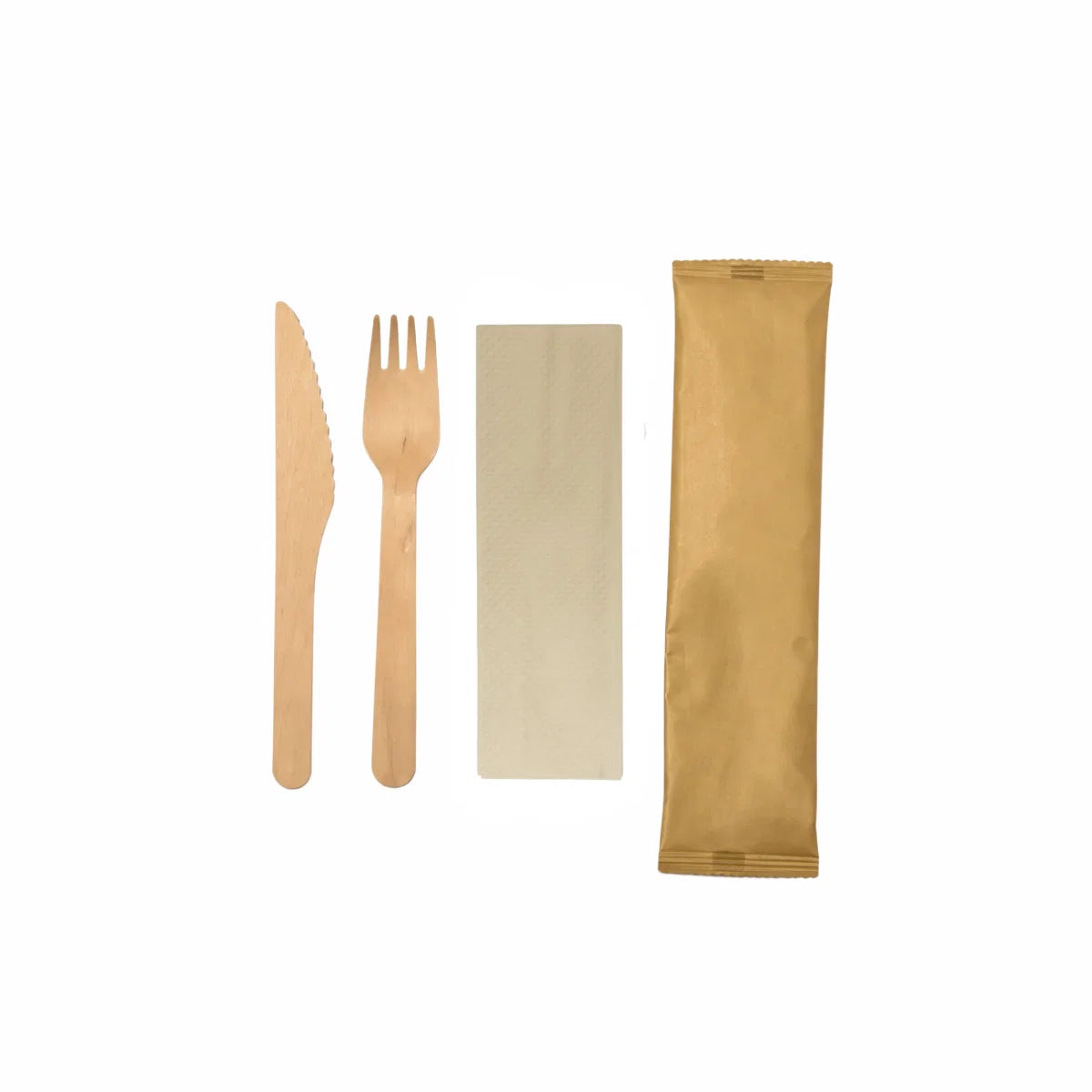 3 In 1 Wooden Cutlery Set - Fork, Knife And Napkin(20x50)