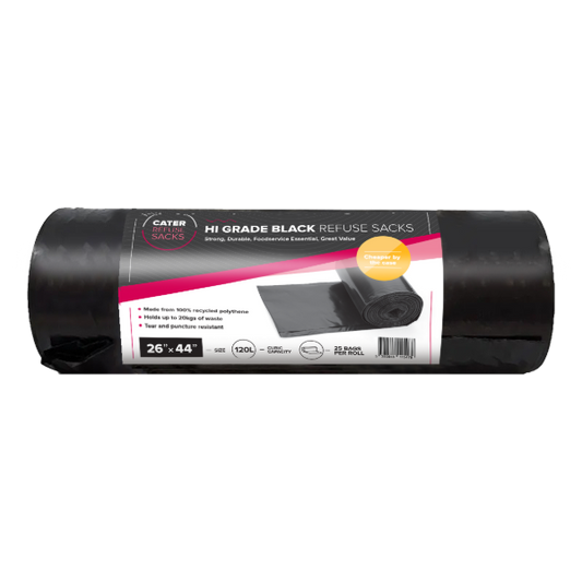 26" x 44" Hi Grade black refuse sacks (8 x 25)