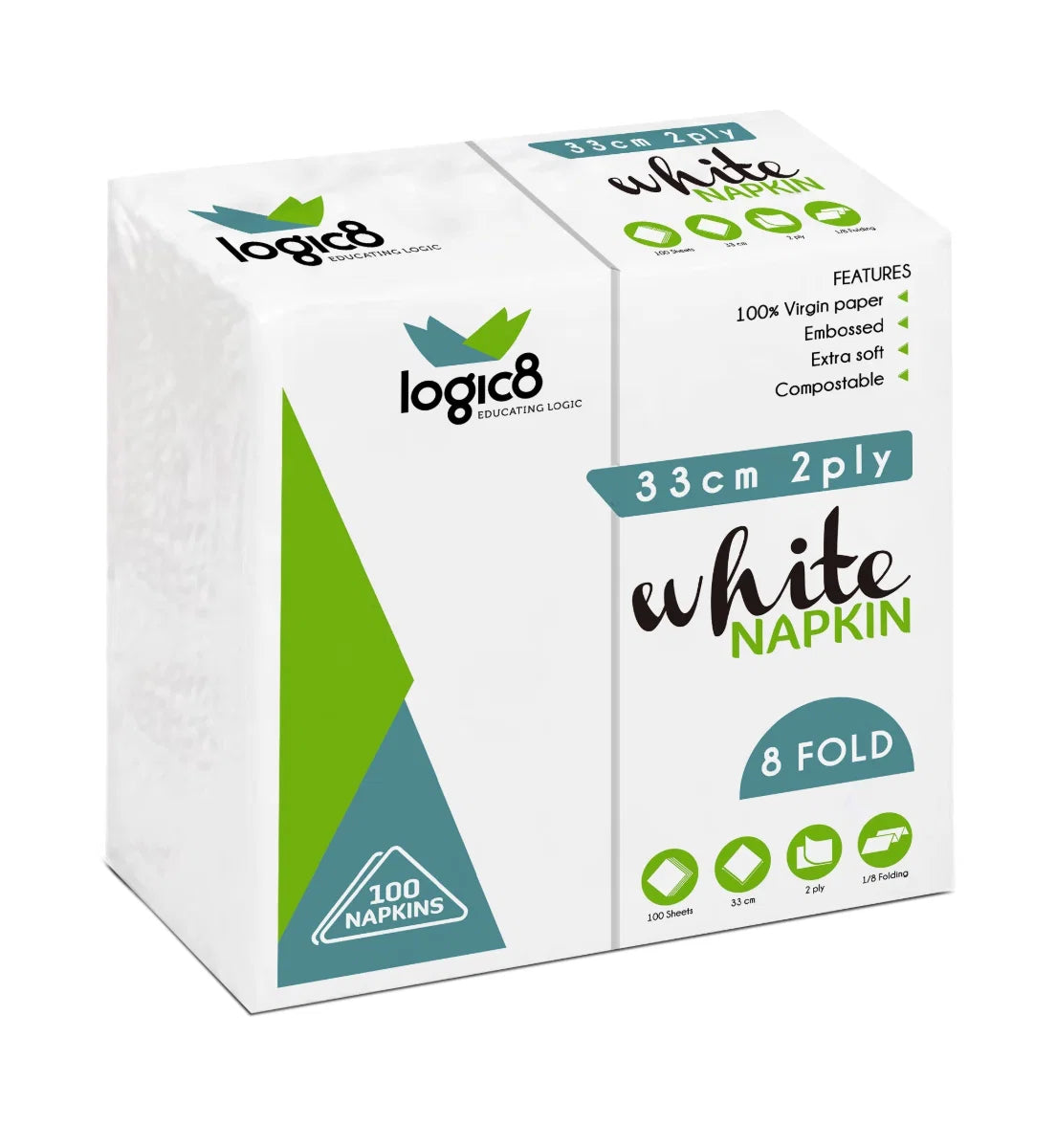 Logic8 2ply White Lunch Napkin (20x100)