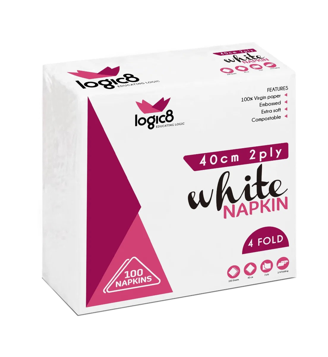 Logic8 2ply White Lunch Napkin (20x100)