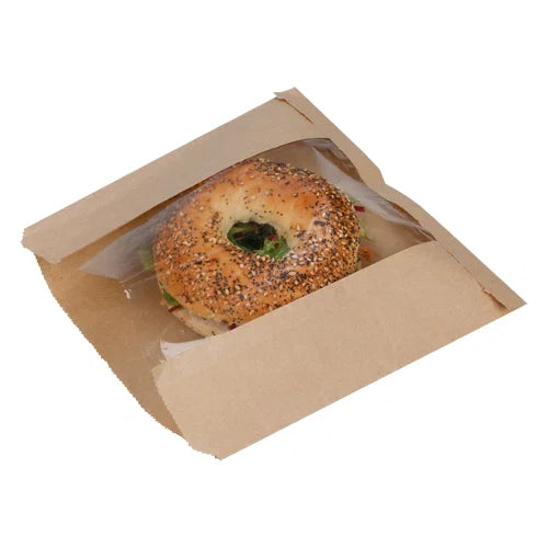 Flat Kraft Compostable Windowed Bag