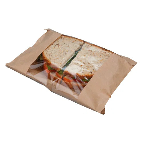 Flat Kraft Compostable Windowed Bag