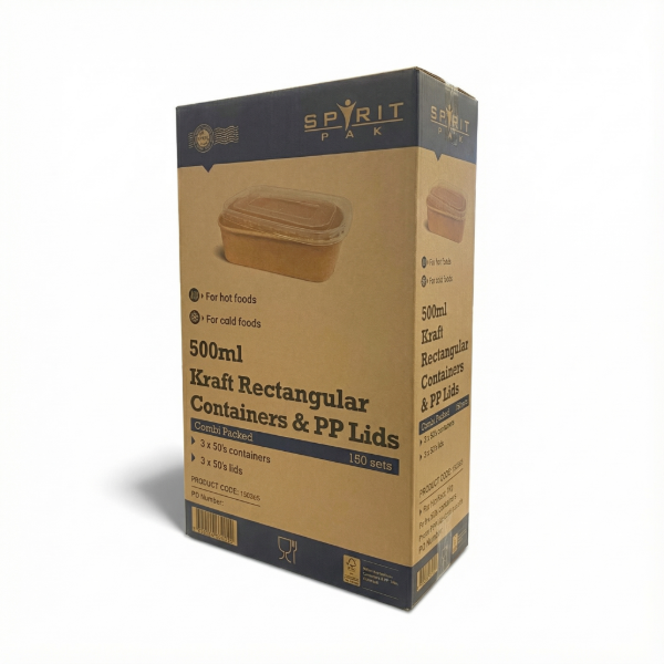 Spiritpak Kraft Rectangular Cont & PP Lids (3 x 50's)