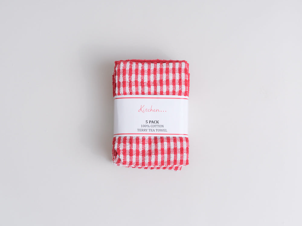 MONOCHECK TEA TOWELS – 5 PACK
