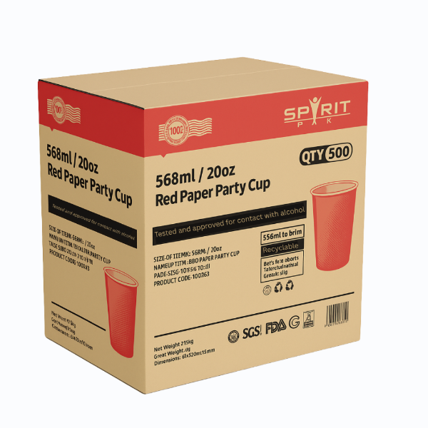 20oz / 568ml Spiritpak Red Paper Party SW Cup (20x25s)
