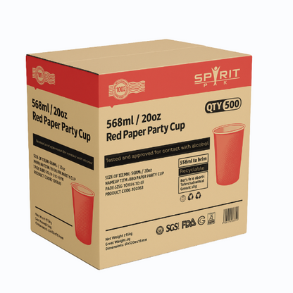 20oz / 568ml Spiritpak Red Paper Party SW Cup (20x25s)