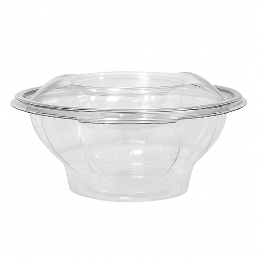 Round hinged PET salad container