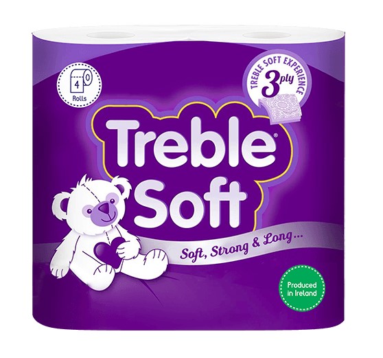 TREBLE SOFT HOUSEHOLD TOILET ROLL 3PLY 166 SHEETS